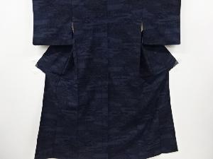 アンティーク　ヱ霞に草花模様織り出し手織り紬着物